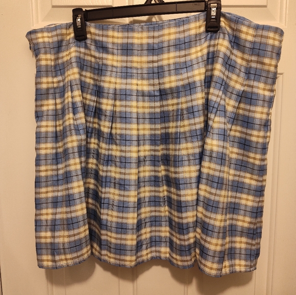 Shein Blue and Yellow Plaid Women's Skirt - Picture 2 of 9